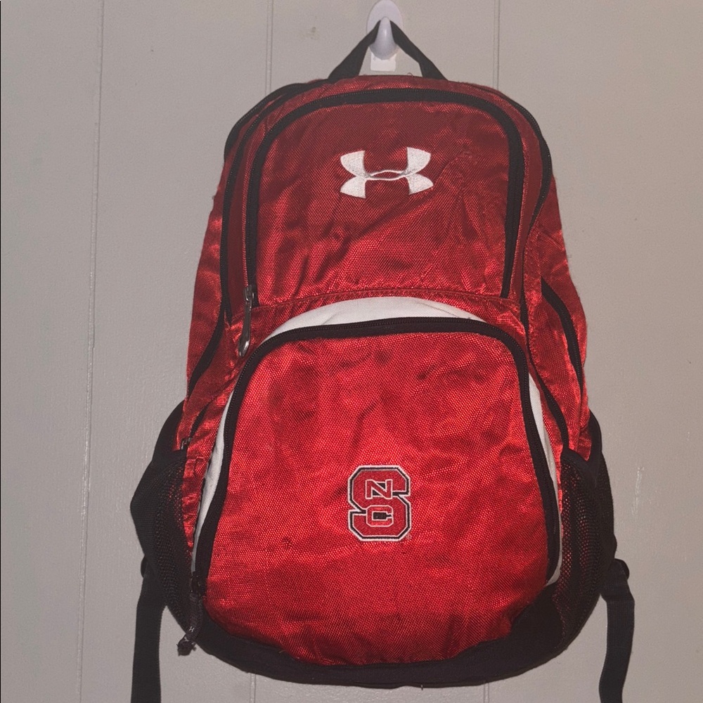 NC State Under Armour Red Backpack with White Trim